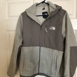 Lightly worn North Face! Grey on grey, hooded.